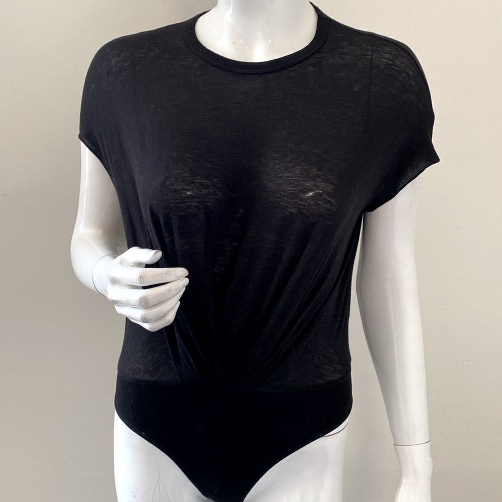 NWOT RtA Brand Black Short Sleeve Bodysuit w Ruching Details Revolve FWRD